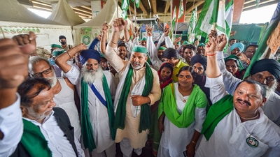 Farmers have been protesting on the different borders of the national capital since November 26 last year against three newly enacted farm laws. Farmer leaders and the Centre have held several rounds of talks but the impasse remains. (PTI) Farmers have been protesting on the different borders of the national capital since November 26 last year against three newly enacted farm laws. Farmer leaders and the Centre have held several rounds of talks but the impasse remains. (PTI)
