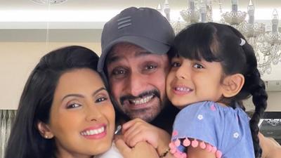 Actor Geeta Basra with husband Harbhajan Singh and daughter Hinaaya. Actor Geeta Basra with husband Harbhajan Singh and daughter Hinaaya.