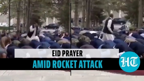 President Ashraf Ghani and the rest of the gathering calmly prayed while rockets struck in Kabul (TOLO News) President Ashraf Ghani and the rest of the gathering calmly prayed while rockets struck in Kabul (TOLO News)