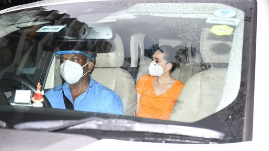 Karisma Kapoor seen at her sister Kareena Kapoor's home.