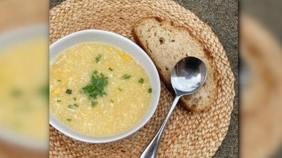 Chinese chicken and corn soup: The perfect starter for any family gathering. With just limited ingredients, you can make this thick soup in just 15 minutes.(Instagram/@dezi_cooks)