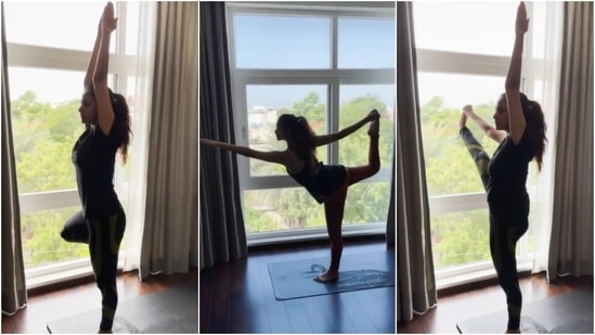 Premium Photo  Shes pulling off that pose perfectly full length shot of a  sporty woman practicing yoga at home