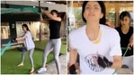 Shweta Tiwari working out with her daughter Palak Tiwari. Shweta Tiwari working out with her daughter Palak Tiwari.