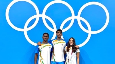 Indian swimmers Srihari Nataraj, Sajan Prakash, and Maana Patel at the Tokyo2020 Olympics Games village, in Tokyo on Tuesday. (ANI photo) Indian swimmers Srihari Nataraj, Sajan Prakash, and Maana Patel at the Tokyo2020 Olympics Games village, in Tokyo on Tuesday. (ANI photo)