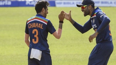 Yuzvendra Chahal and Suryakumar Yadav celebrate a wicket. (BCCI)