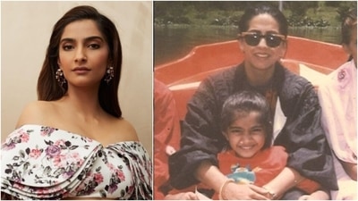Sonam Kapoor Ahuja: Sonam too loves uploading throwback pictures from her early days on her Instagram handle. In this photo, Sonam, who looks like she is in her  pre-teens is all smiles for the camera as she sits on her mom Sunita Kapoor's lap. (Instagram/@sonamkapoor)