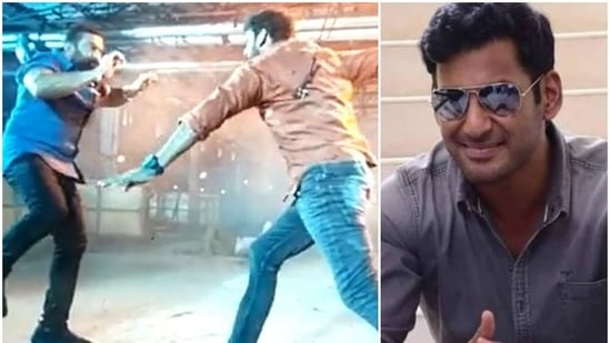 Vishal injured his back while canning a fight sequence.