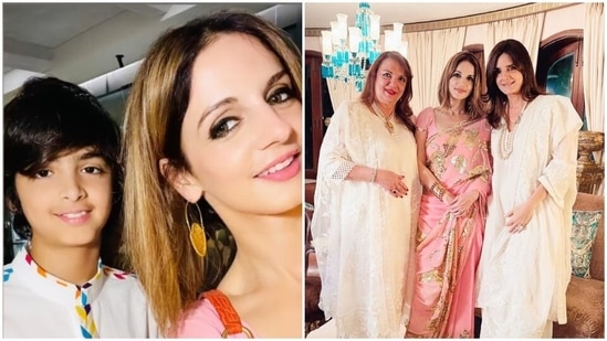 Sussanne Khan shared pictures with son Hrehaan and other relatives.