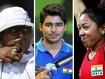 Deepika Kumari (left), Saurabh Chaudhary (C), and Mirabai Chanu. Deepika Kumari (left), Saurabh Chaudhary (C), and Mirabai Chanu.