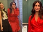 Kareena Kapoor in red wrap dress and sister Karisma in chic top and pants are sister goals(Instagram) Kareena Kapoor in red wrap dress and sister Karisma in chic top and pants are sister goals(Instagram)