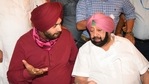 Newly appointed Congress chief Navjot Singh Sidhu and Punjab CM Captain Amarinder Singh, at Punjab Bhawan in Chandigarh. Newly appointed Congress chief Navjot Singh Sidhu and Punjab CM Captain Amarinder Singh, at Punjab Bhawan in Chandigarh.