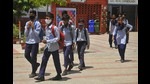 Students head home after classes at Government Senior Secondary School, Sector 45, in Chandigarh on Friday. The city’s government schools had resumed physical classes on July 19. (Keshav Singh/HT) Students head home after classes at Government Senior Secondary School, Sector 45, in Chandigarh on Friday. The city’s government schools had resumed physical classes on July 19. (Keshav Singh/HT)
