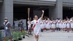 Kankuro Nakamura, a kabuki actor and the final torchbearer for the Tokyo Olympics, waves during the final torch relay event at the Tokyo Metropolitan Government complex in Tokyo Friday, July 23, 2021.(AP) Kankuro Nakamura, a kabuki actor and the final torchbearer for the Tokyo Olympics, waves during the final torch relay event at the Tokyo Metropolitan Government complex in Tokyo Friday, July 23, 2021.(AP)
