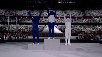 The Tokyo 2020 Olympics opening ceremony: One of the best segments of the ceremony were the human pictograms, enacting the pictograms of all 50 sports. They were performed by Japanese silent comedy pantomime duo, Masa and Hitoshi. (TWITTER) The Tokyo 2020 Olympics opening ceremony: One of the best segments of the ceremony were the human pictograms, enacting the pictograms of all 50 sports. They were performed by Japanese silent comedy pantomime duo, Masa and Hitoshi. (TWITTER)