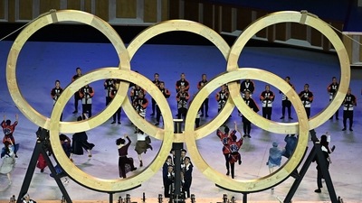 The Tokyo 2020 Olympics opening ceremony: The Olympics rings were assembled at the Olympic Stadium in Tokyo. (TWITTER) The Tokyo 2020 Olympics opening ceremony: The Olympics rings were assembled at the Olympic Stadium in Tokyo. (TWITTER)