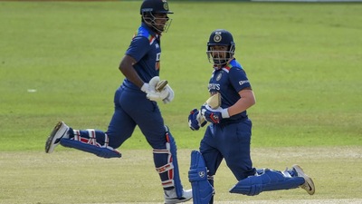 Prithvi Shaw (49) and Sanju Samson (46) added 74 runs for India's second wicket.  (Getty Images)