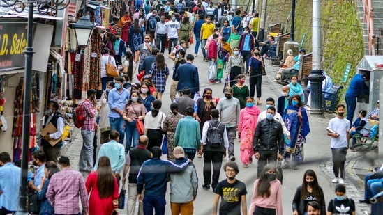 AIIMS director Dr Randeep Guleria said avoiding crowds and non-essential travel can delay third Covid-19 wave. In picture - Tourists in Shimla, Himachal Pradesh.(PTI) AIIMS director Dr Randeep Guleria said avoiding crowds and non-essential travel can delay third Covid-19 wave. In picture - Tourists in Shimla, Himachal Pradesh.(PTI)