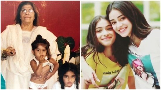 Ananya Panday and Rysa with their grandmother Snehlata Panday.