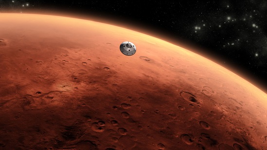 An artist's impression of the Nasa Mars mission approaching the red planet. (Photo via Nasa)