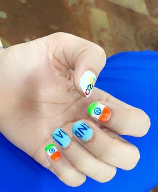 Manika Batra sported the Indian flag on her nails. (Photo:Manikabatra_TT/ Twitter) Manika Batra sported the Indian flag on her nails. (Photo:Manikabatra_TT/ Twitter)