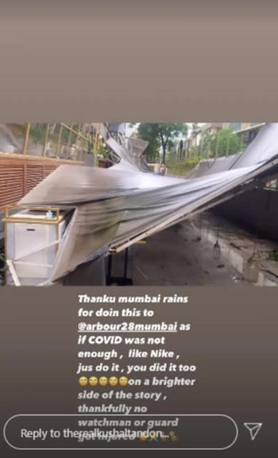 Kushal Tandon shared pictures of his restaurant, post the rains.