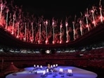 Fireworks explode during the opening ceremony of the Tokyo 2020 Olympic Games at the National Stadium in Tokyo, Japan, on Friday, July 23, 2021. (Bloomberg) Fireworks explode during the opening ceremony of the Tokyo 2020 Olympic Games at the National Stadium in Tokyo, Japan, on Friday, July 23, 2021. (Bloomberg)