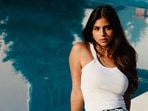 Suhana Khan poses by the pool. Suhana Khan poses by the pool.