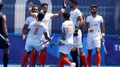 Harmanpreet Singh of India celebrates after scoring against New Zealand in men's hockey Pool A match at the Tokyo Olympics 2020. (REUTERS)