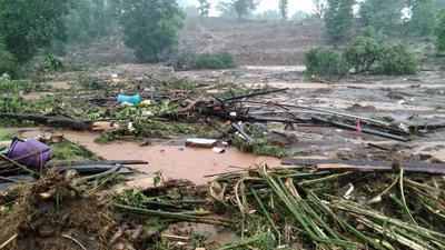 Debris of houses in Taliye village after a landslide in Mahad of Raigad district of Maharashtra. (AFP Photo/ Released by National Disaster Response Force)
