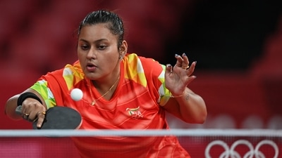 India's Sutirtha Mukherjee hits a shot against Sweden's Linda Bergstroem during their women's singles round 1 table tennis match at the Tokyo Metropolitan Gymnasium during the Tokyo 2020 Olympic Games in Tokyo on July 24, 2021. (Photo by JUNG Yeon-je / AFP) (AFP) India's Sutirtha Mukherjee hits a shot against Sweden's Linda Bergstroem during their women's singles round 1 table tennis match at the Tokyo Metropolitan Gymnasium during the Tokyo 2020 Olympic Games in Tokyo on July 24, 2021. (Photo by JUNG Yeon-je / AFP) (AFP)