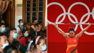 The video of Mirabai Chanu's family and neighbours reacting to her win is heartwarming. (Twitter/@ANI)