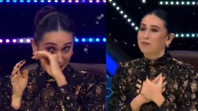 Karisma Kapoor tears up on the sets of Super Dancer 4. Karisma Kapoor tears up on the sets of Super Dancer 4.