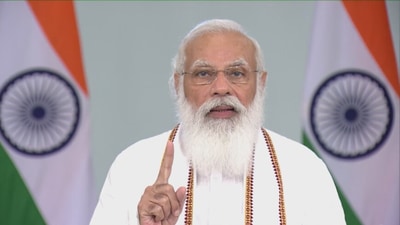 Prime Minister Narendra Modi virtually addresses Indians at a government programme observing the Ashadha Purnima - Dhamma Chakra Day. (Screengrab photo)