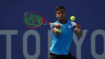 Sumit Nagal became the first Indian man since Leander Paes, who won bronze at Atlanta 1996, to reach the second round at the Olympics. He beat Denis Istomin 6-4, 6-7(6), 6-4 in the first round of the Tokyo Olympics. (TWITTER/ITF) Sumit Nagal became the first Indian man since Leander Paes, who won bronze at Atlanta 1996, to reach the second round at the Olympics. He beat Denis Istomin 6-4, 6-7(6), 6-4 in the first round of the Tokyo Olympics. (TWITTER/ITF)