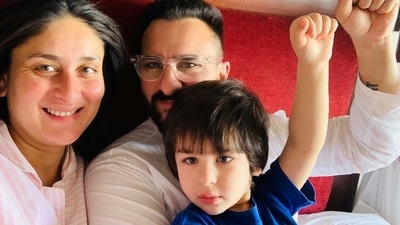 Kareena Kapoor poses with Saif Ali Khan and Taimur. Kareena Kapoor poses with Saif Ali Khan and Taimur.