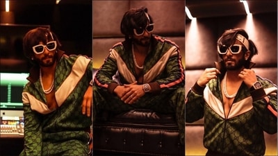 Ranveer Singh experiments with retro fashion in Gucci’s ₹2.7 lakh tracksuit (Instagram/ranveersingh) Ranveer Singh experiments with retro fashion in Gucci’s ₹2.7 lakh tracksuit (Instagram/ranveersingh)
