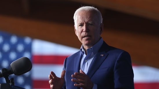 US president Joe Biden speaks during a campaign event in Arlington, Virginia, on Friday, July 23, 2021. (Oliver Contreras / BLOOMBERG)