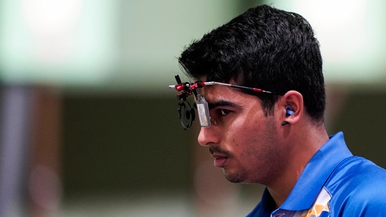 Tokyo: Chaudhary Saurabh, who topped the qualification round, has crashed out of the final. He finished 7th at the Asaka Shooting Range in the 2020 Summer Olympics, Saturday, July 24, 2021, in Tokyo, Japan. AP/PTI(AP07_24_2021_000048B)(AP)