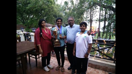 Nethra Kumanan, with her family. Nethra Kumanan, with her family.
