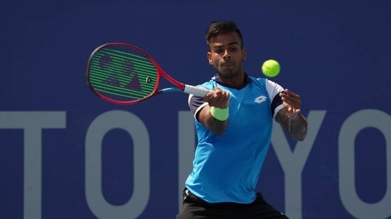 Sumit Nagal became the first Indian man since Leander Paes, who won bronze at Atlanta 1996, to reach the second round at the Olympics. He beat Denis Istomin 6-4, 6-7(6), 6-4 in the first round of the Tokyo Olympics.(TWITTER/ITF)