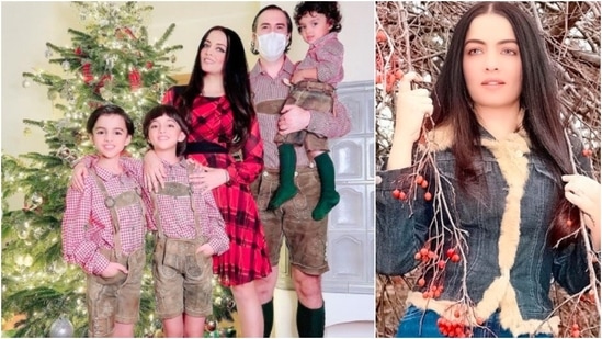 Celina Jaitley: The light-eyed beauty was crowned Miss India in 2001. She entered Bollywood with the 2003 thriller 'Janasheen.' She tied the knot with Peter Haag on 23 July 2011 and has four children. (Instagram/@celinajaitlyofficial)
