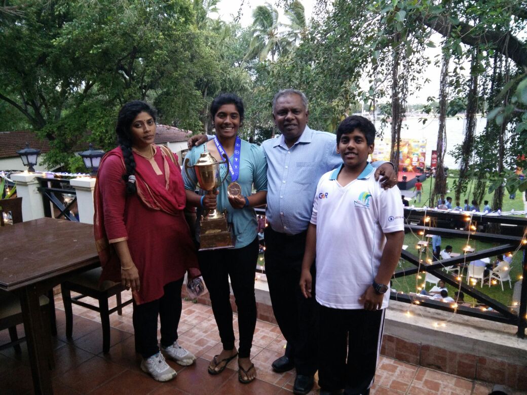Nethra Kumanan, with her family. Nethra Kumanan, with her family.