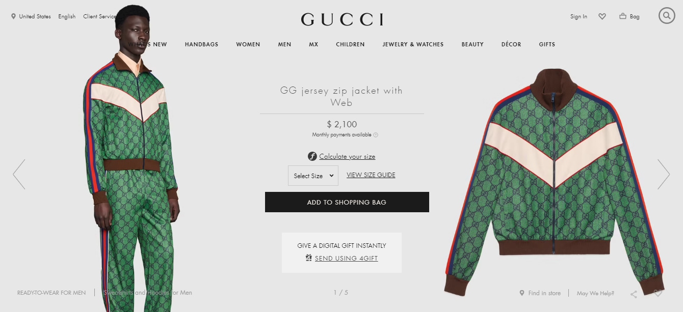 Ranveer Singh's jersey jacket from Gucci(gucci.com)