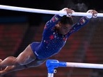 Simone Biles of the United States in action