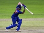 India's Prithvi Shaw plays a shot during the first ODI match against Sri Lanka, at R.Premadasa Stadium in Colombo on Sunday.
