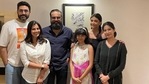 Aishwarya Rai, Abhishek Bachchan, and Aaradhya Bachchan pose with Sarath Kumar and his family. Aishwarya Rai, Abhishek Bachchan, and Aaradhya Bachchan pose with Sarath Kumar and his family.