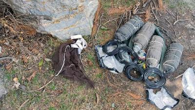 A joint team of security forces recovered four IEDs, 4 bundles of wire (10 metres long each) in the Ladriwan area of Kupwara on Sunday. (ANI) A joint team of security forces recovered four IEDs, 4 bundles of wire (10 metres long each) in the Ladriwan area of Kupwara on Sunday. (ANI)