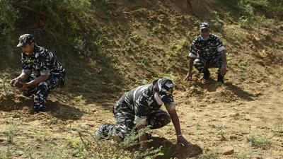 CRPF personnel plant saplings in Kadarpur village on Sunday, as part of the Gurugram district administration’s drive. (Parveen Kumar/HT Photo) CRPF personnel plant saplings in Kadarpur village on Sunday, as part of the Gurugram district administration’s drive. (Parveen Kumar/HT Photo)