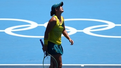 Ashleigh Barty of Australia reacts after losing her first-round match against Sara Sorribes of Spain. (REUTERS)