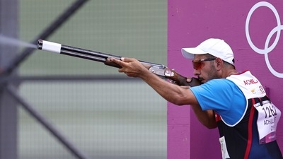Tokyo 2020 Olympics - Shooting - Men's Skeet - Qualification Day 1 - Asaka Shooting Range, Tokyo, Japan - July 25, 2021. Georgios Achilleos of Cyprus in action REUTERS/Ann Wang (REUTERS)